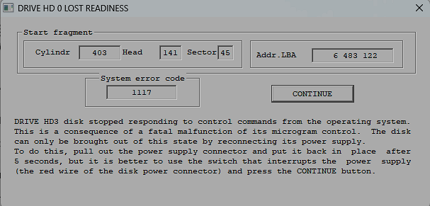 Request to turn off power for a short time.