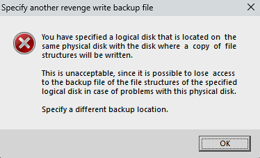 You must specify a different logical drive.