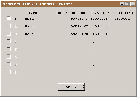 To remove write permission to the disk