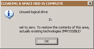 Displays the progress of the process of clearing free space on the logical disk.