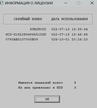 License parameters for the Fomsoft Data Recovery program.