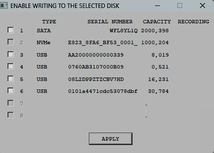 Подпункт «Установить разрешение записи на диск